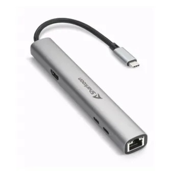 Sharkoon OfficePal Hub Combo USB-C, HDMI RJ45 Adaptador