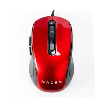 Mouse Naceb Óptico Na-0115r Alámbrico Usb 2400 DPI rojo