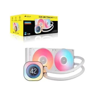 Enfriamiento Líquido Corsair iCUE LINK TITAN 240 RX LCD 2x120mm Hasta 2100RPM, Blanco