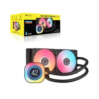 Enfriamiento Líquido Corsair iCUE LINK TITAN 240 RX LCD 2x120mm Hasta 2100RPM, Negro